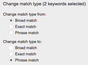 Changing Match Types