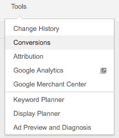 AdWords conversion drop-down