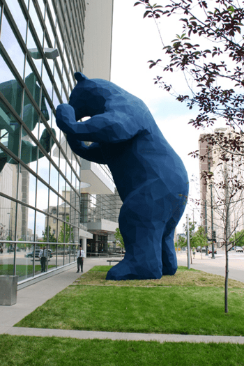 Blue bear outside convention center