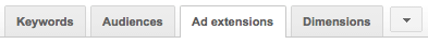 adwords ad extension tab