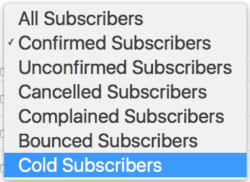 cold subscriber dropdown in convertkit