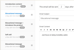 ConvertKit email sequence editor