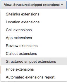 structured snippet dropdown