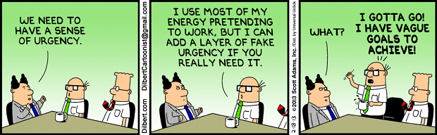 sense of urgency dilbert cartoon