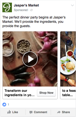 facebook carousel video ad with images