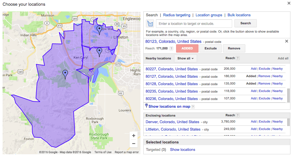 adwords hyper local targeting by zip code