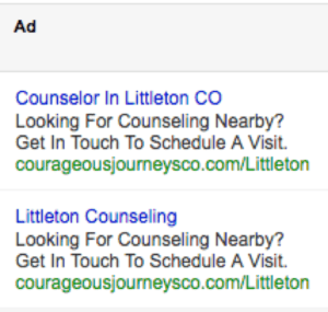 adwords ad copy for littleton counselor