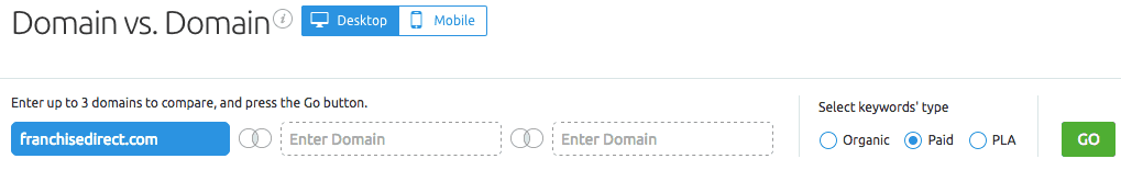 semrush domain vs domain