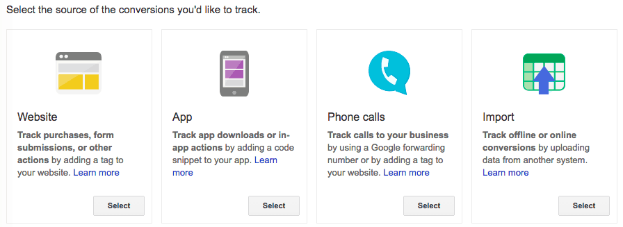 selecting adwords conversion sources