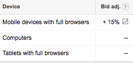 adwords mobile bid adjustment setting