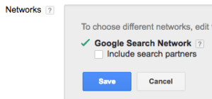 adwords search networks setting