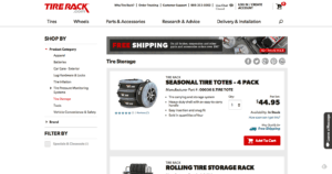 tire rack tire storage adwords landing page